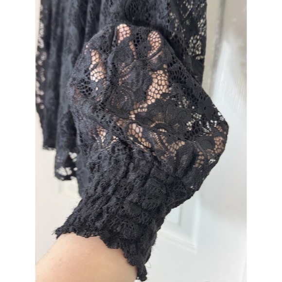 Cable And Gauge Black Lace Longsleeve‎ Blouse M Whimsigoth Witchy Fairy - Picture 6 of 8